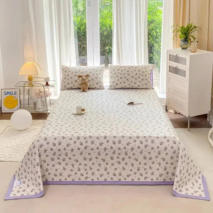 Purple Floral 3-Piece Bedding Set with Microfiber Duvet Cover and Zipper | Pretty Floral Bed Set in Soft Microfiber | Bedding Sets