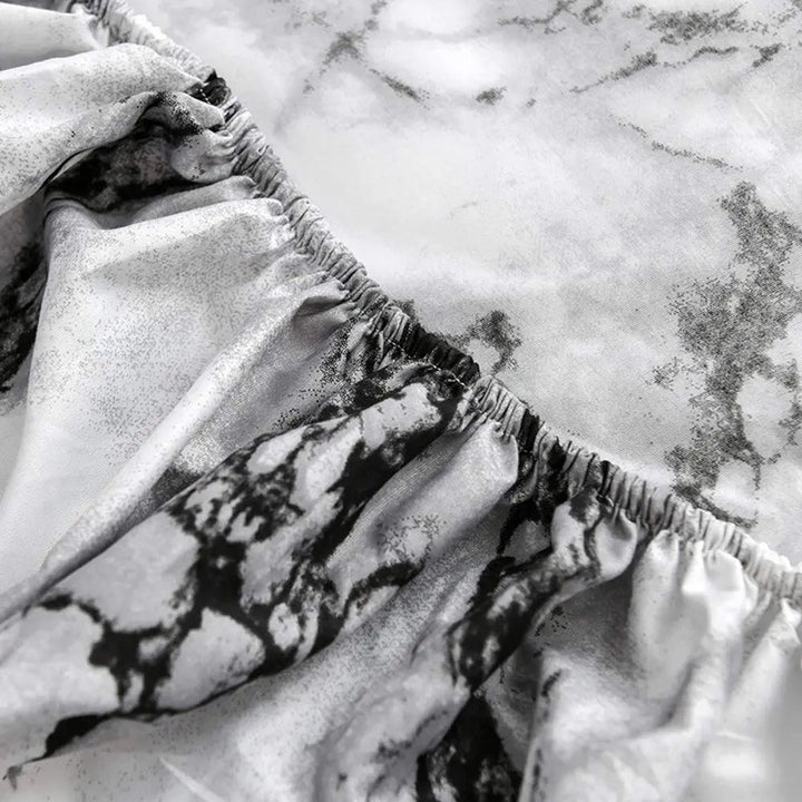 Marble Print Microfiber Fitted Sheet Set with Deep Pocket Elastic | Marble-Look Fitted Sheet That Stays Put | Fitted Sheets
