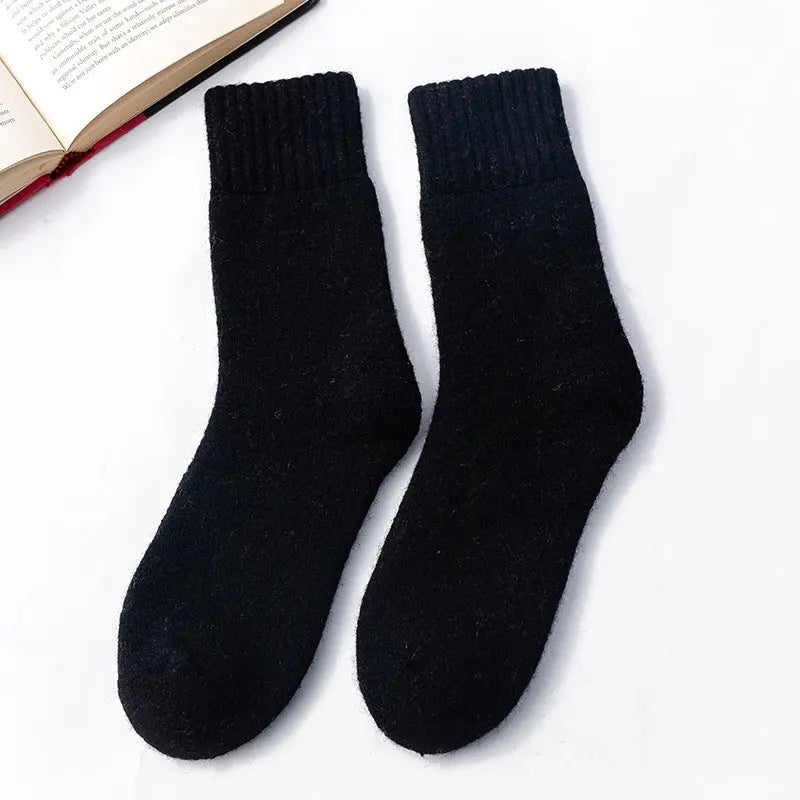 Thick Wool Cashmere Blend Socks with Towel Knit Interior, Unisex Short Length | Cushioned Warmth for Cold Feet | Socks