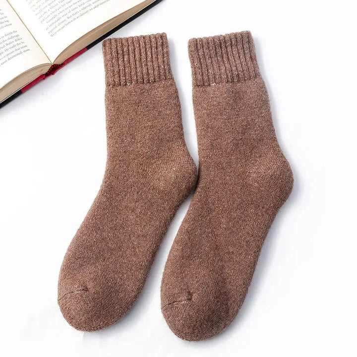 Thick Wool Cashmere Blend Socks with Towel Knit Interior, Unisex Short Length | Cushioned Warmth for Cold Feet | Socks