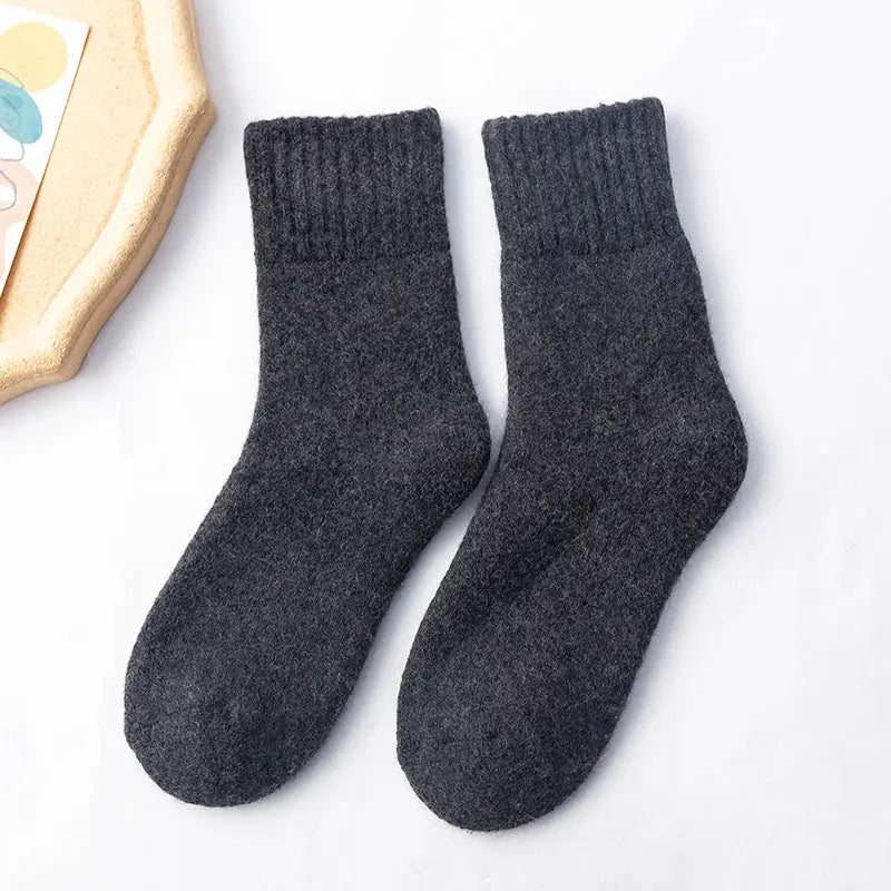 Thick Wool Cashmere Blend Socks with Towel Knit Interior, Unisex Short Length | Cushioned Warmth for Cold Feet | Socks