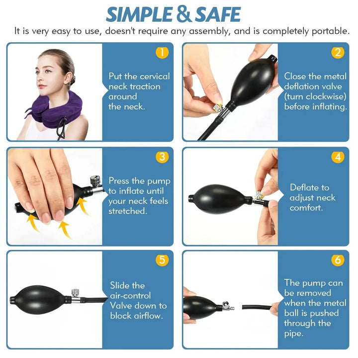 Inflatable Neck and Back Stretcher with Layered Air Chambers | Inflate to Your Comfort Level | Neck Stretchers