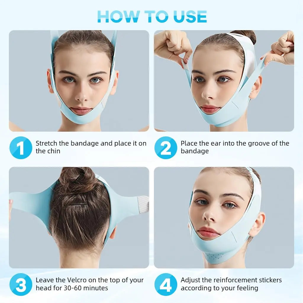 Reusable Silicone Facial Contour Strap with Adjustable Wrap, Latex Free | Soft Reusable Contour Strap | Facial Straps