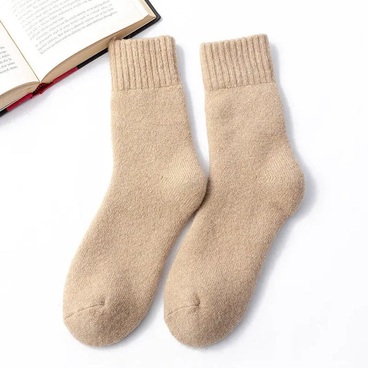 Thick Wool Cashmere Blend Socks with Towel Knit Interior, Unisex Short Length | Cushioned Warmth for Cold Feet | Socks
