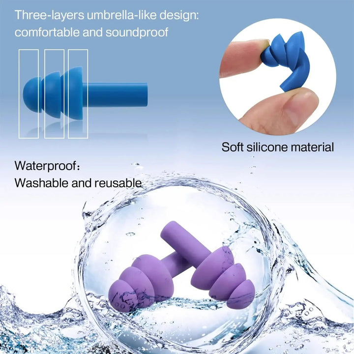 Moldable Silicone Earplugs with Cord for Sleeping and Swimming, Reusable Packs | Reusable Earplugs With Safety Cord | Earplugs
