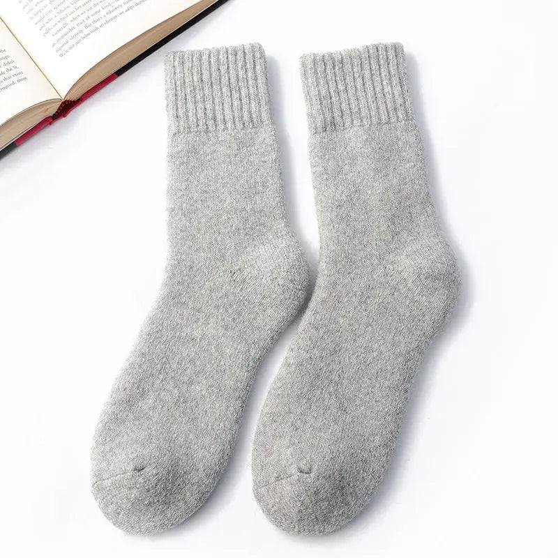 Thick Wool Cashmere Blend Socks with Towel Knit Interior, Unisex Short Length | Cushioned Warmth for Cold Feet | Socks