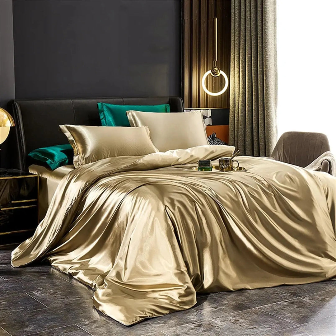100% Mulberry Silk Bedding Set with Duvet Cover and Pillowcases | Pure Silk Bedding for Cooler Nights | Bedding Sets