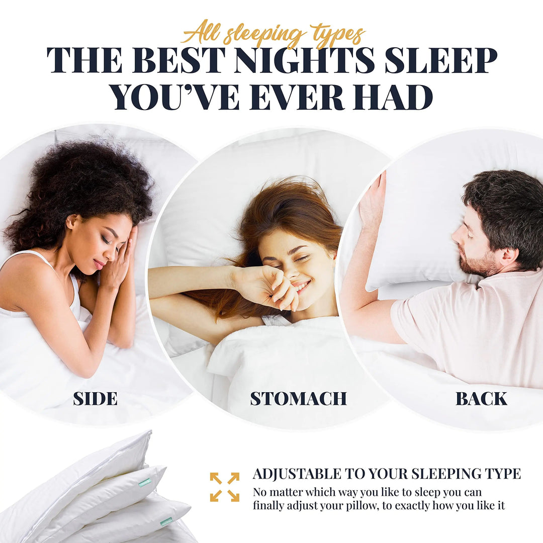 Luxury Adjustable Layer Cooling Pillow, Queen 50x75cm, Add or Remove Fill | Adjust Height and Firmness | Bed Pillows