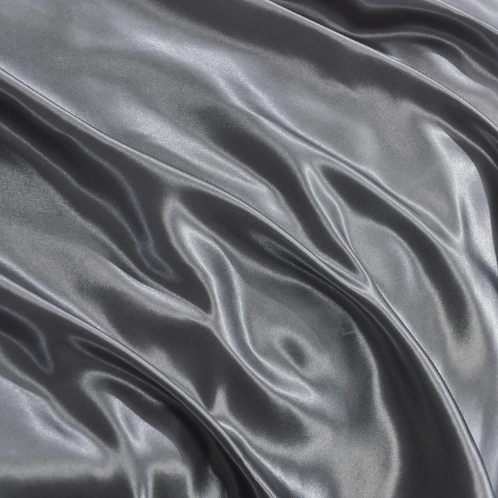 Solid Gray Satin Silk-Finish Bedding Set with Duvet Cover and Sheet | Hotel-Style Satin Smoothness | Bedding Sets