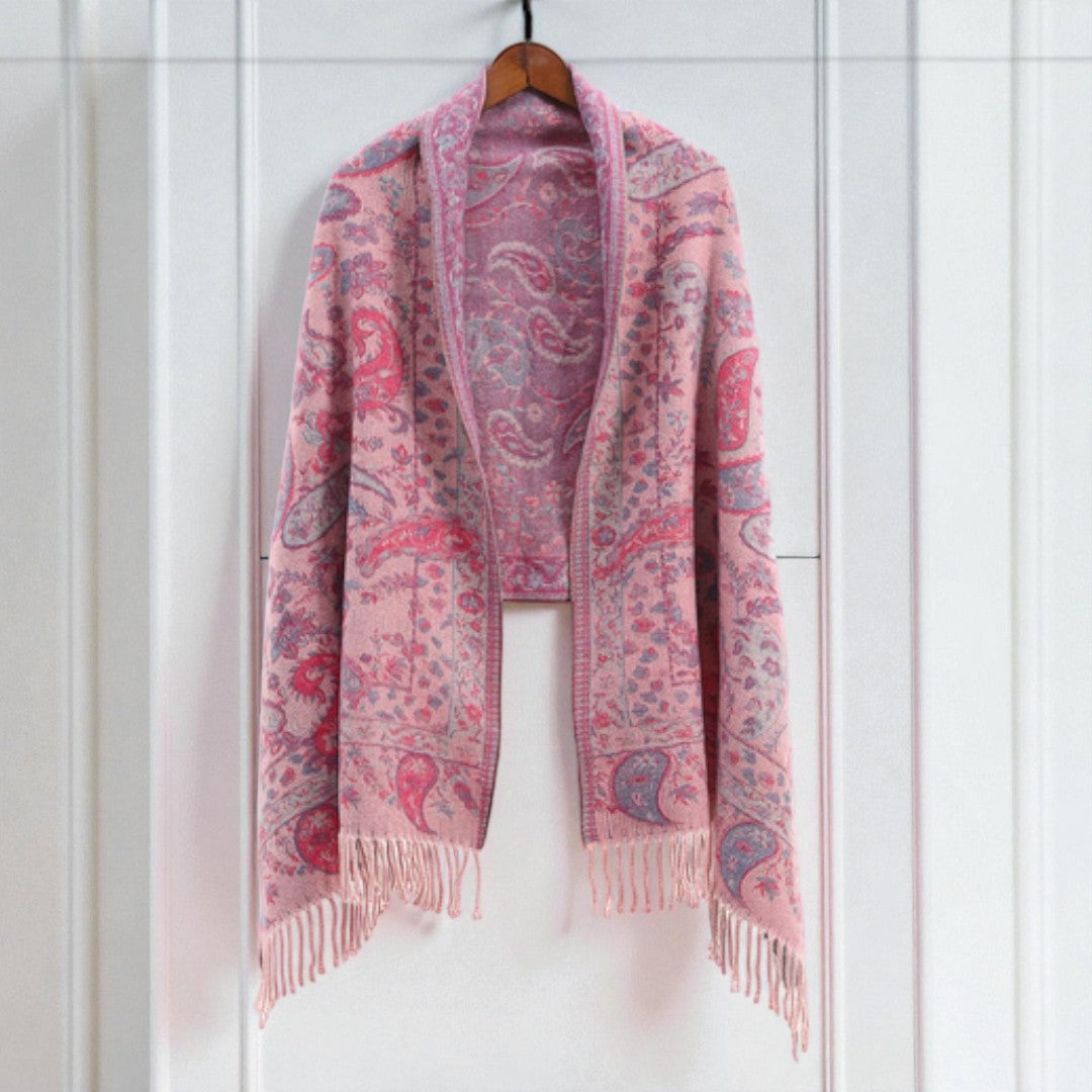 Double-Sided Paisley Winter Poncho Shawl Wrap for Women | A Wrap That Looks Dressed Up | Wearable Blankets