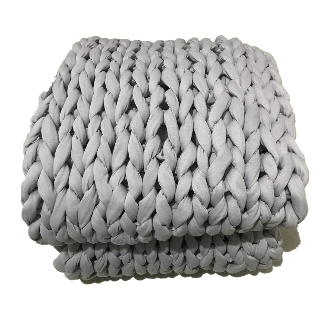 Hand-Woven Weighted Chunky Knit Throw Blanket with Braided Edges | Weighted Chunky Knit Texture | Weighted Blankets