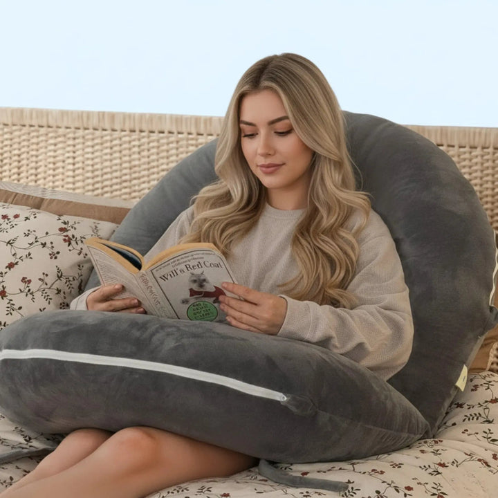 U-Shaped Folding Reading Pillow with Tencel Cover and Velvet Cover | Folding Support for Long Reads | Wedge Pillows