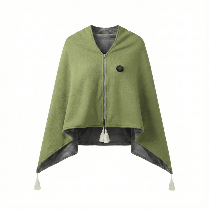 8-Zone USB Heated Shawl in A-Class Cotton, 150 x 80 cm with Zipper | Even 8-Zone Heated Cotton Shawl | Heated Blankets