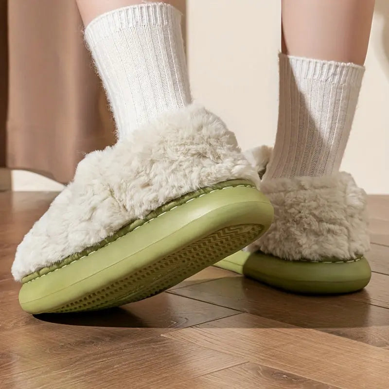 Microwavable Heated Slippers with Flaxseed Chambers and Faux Fur | Warm Feet on Chilly Evenings | Heated Slippers