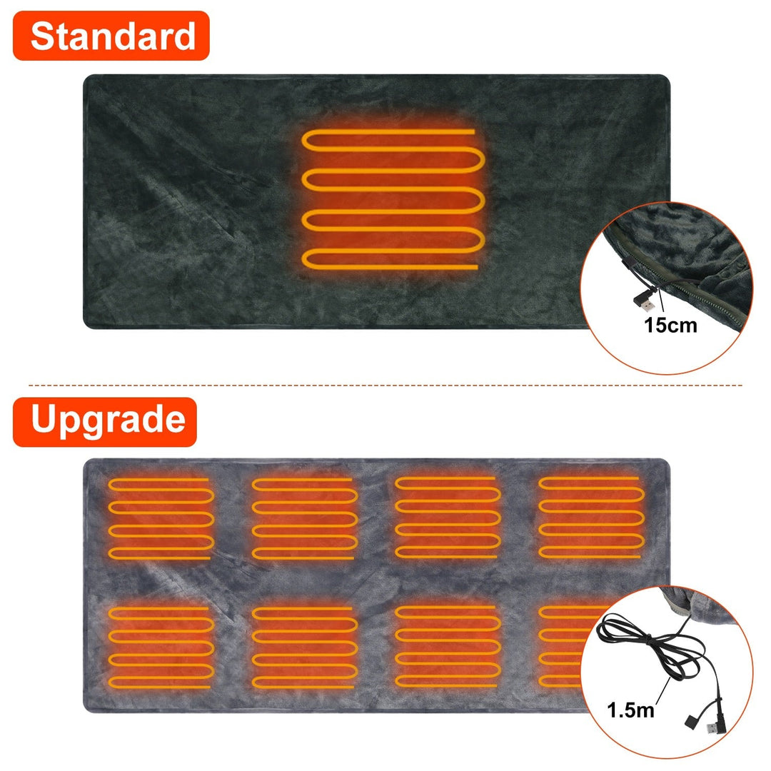 USB Wearable Heated Blanket Shawl with Zipper, 59 x 31 in Flannel Fleece | Cordless USB Shoulder Warmth | Heated Blankets