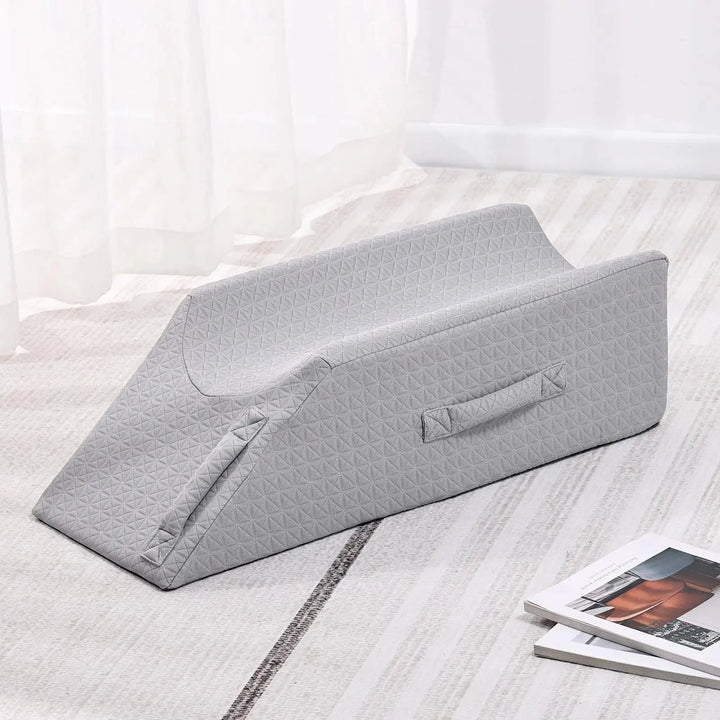 Memory Foam Leg Elevation Wedge Pillow with Washable Velvet Cover | Steady Leg Rest for Lounging | Wedge Pillows