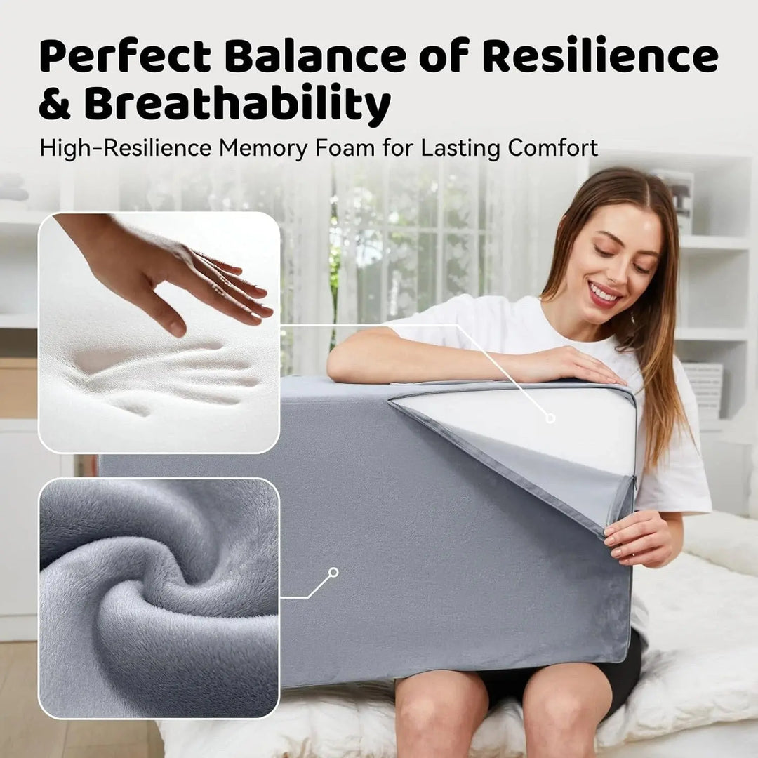 Memory Foam Leg Elevation Wedge Pillow with Washable Velvet Cover | Steady Leg Rest for Lounging | Wedge Pillows