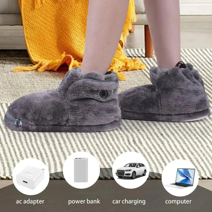 USB Heated Foot Warmer Slippers with Adjustable Heat | Plug-In Warmth for Cold Feet | Foot Warmers