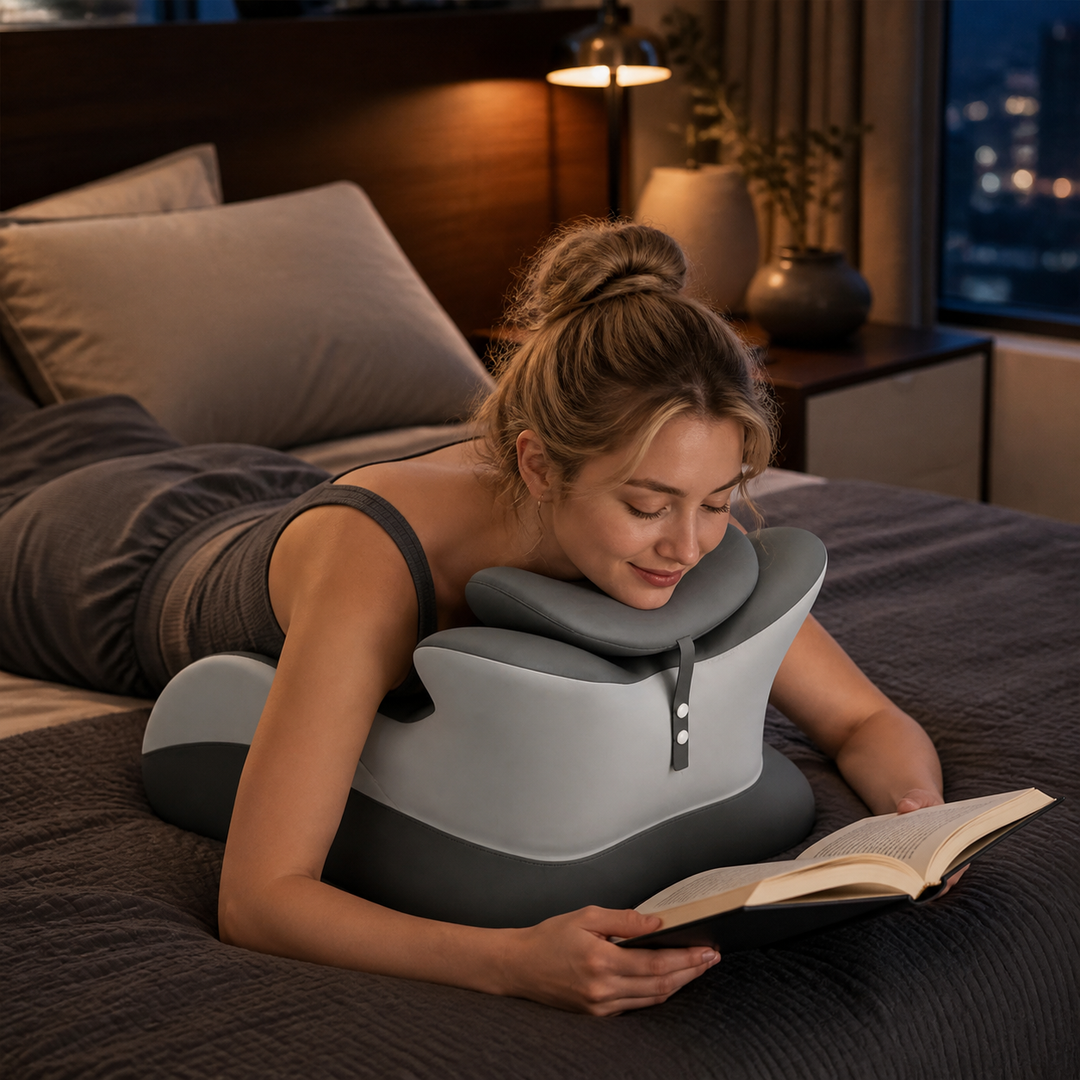 Memory Foam Prone Reading Pillow with Removable Headrest | Face-Down Reading in Comfort | Reading Pillows