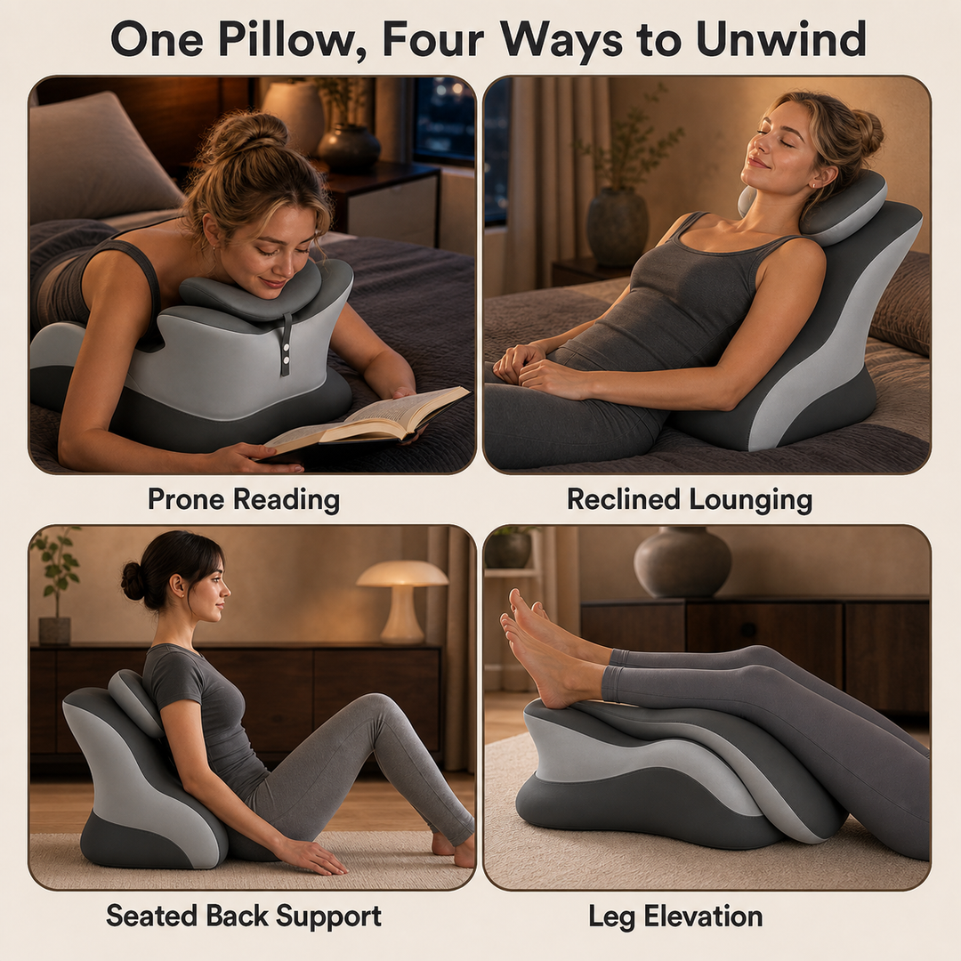 Memory Foam Prone Reading Pillow with Removable Headrest | Face-Down Reading in Comfort | Reading Pillows