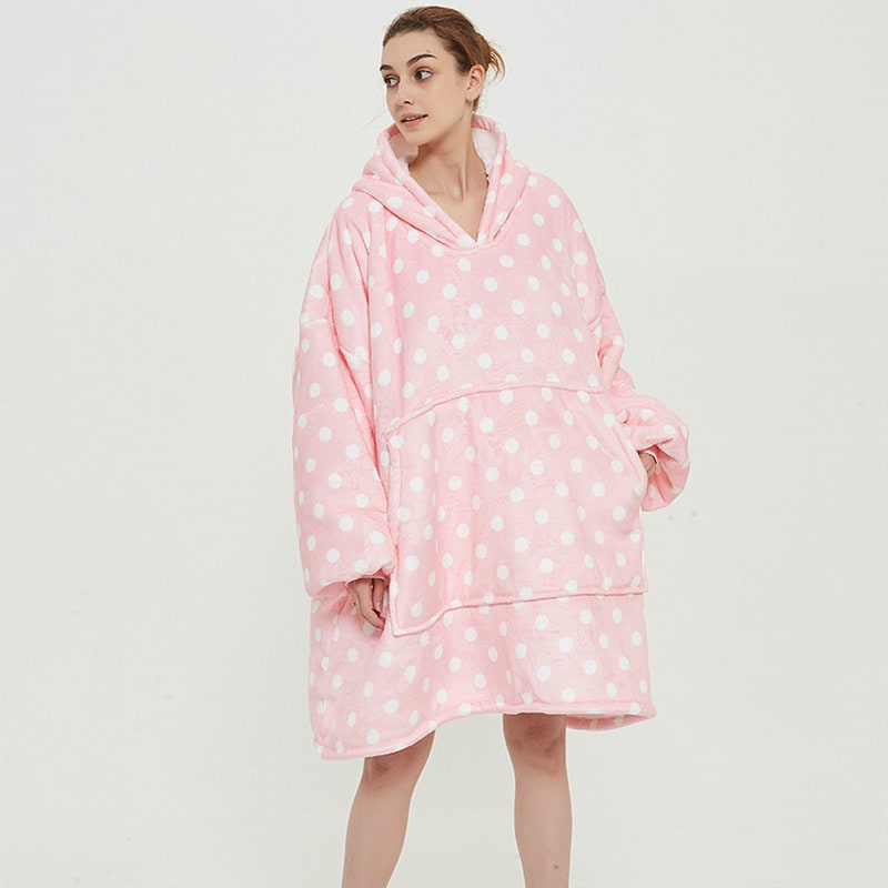 Sherpa-Lined Wearable Blanket Hoodie, Oversized Knee-Length Fleece Pullover | Sherpa-Lined Hoodie Blanket Warmth | Wearable Blankets