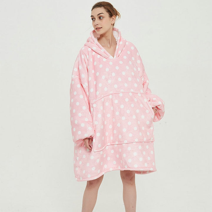 Sherpa-Lined Wearable Blanket Hoodie, Oversized Knee-Length Fleece Pullover | Sherpa-Lined Hoodie Blanket Warmth | Wearable Blankets