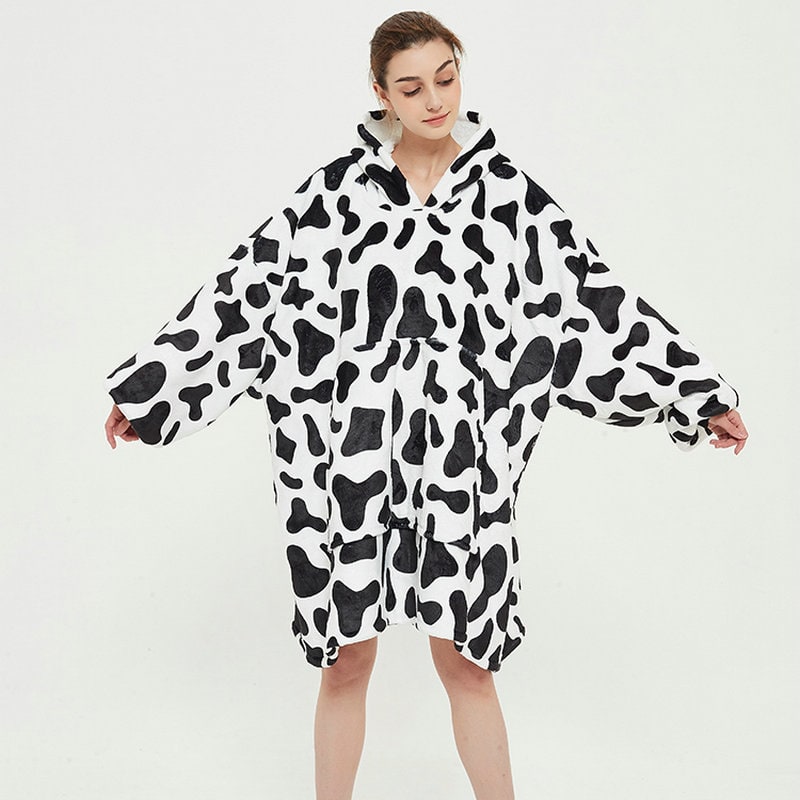 Sherpa-Lined Wearable Blanket Hoodie, Oversized Knee-Length Fleece Pullover | Sherpa-Lined Hoodie Blanket Warmth | Wearable Blankets