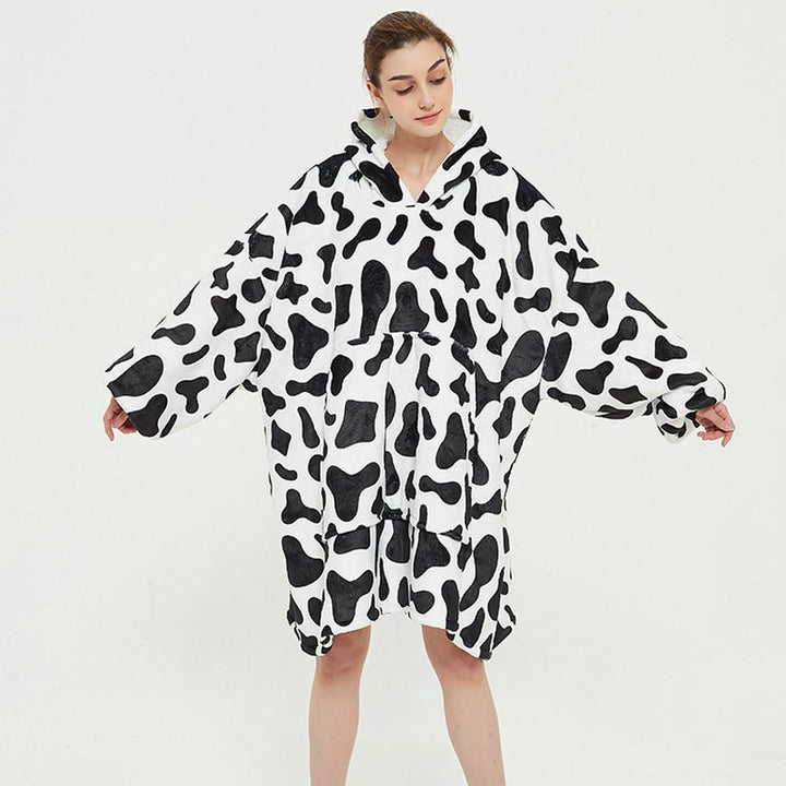 Sherpa-Lined Wearable Blanket Hoodie, Oversized Knee-Length Fleece Pullover | Sherpa-Lined Hoodie Blanket Warmth | Wearable Blankets