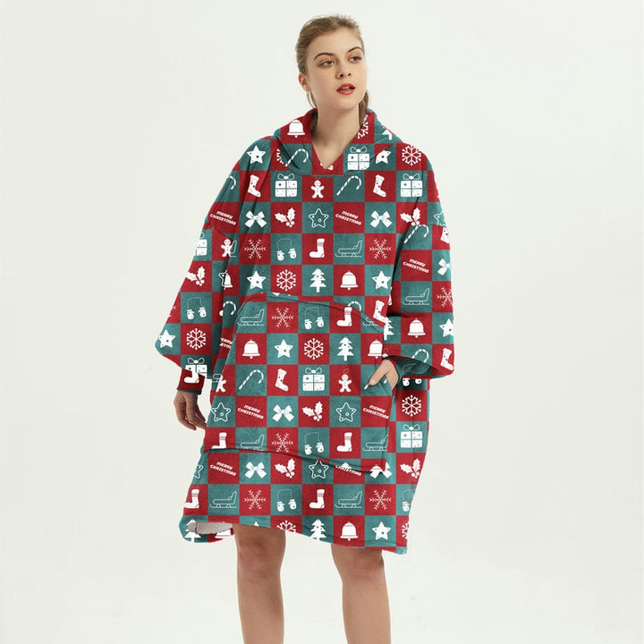 Sherpa-Lined Wearable Blanket Hoodie, Oversized Knee-Length Fleece Pullover | Sherpa-Lined Hoodie Blanket Warmth | Wearable Blankets