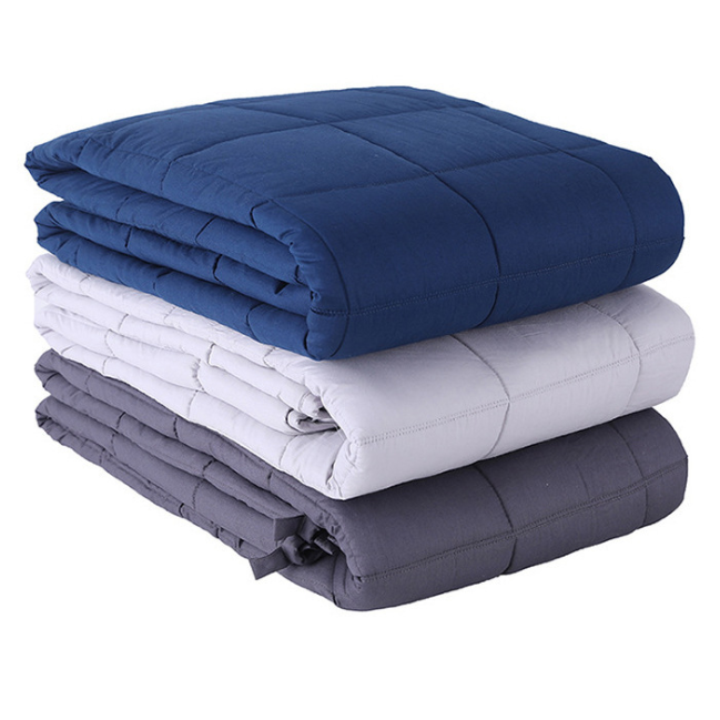Quilted Cotton Weighted Blanket with Stitched Grid Pockets for Adults | Quilted Cotton Weighted Calm | Weighted Blankets