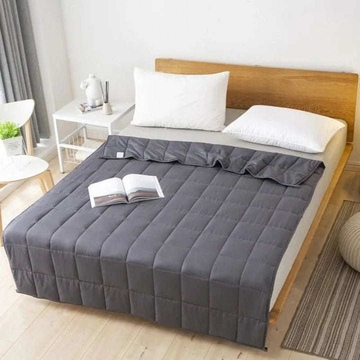 Quilted Cotton Weighted Blanket in Dark Grey, Six Sizes and Weights | Breathable Cotton Weighted Comfort | Weighted Blankets