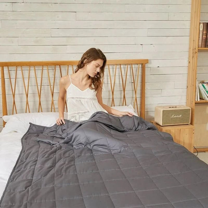 Quilted Cotton Weighted Blanket in Dark Grey, Six Sizes and Weights | Breathable Cotton Weighted Comfort | Weighted Blankets