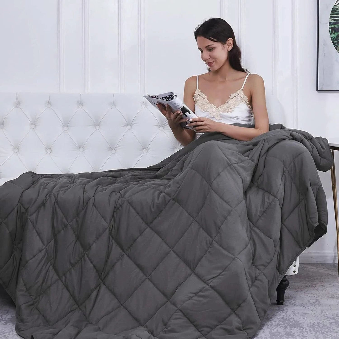 Quilted Cotton Weighted Blanket in Dark Grey, Six Sizes and Weights | Breathable Cotton Weighted Comfort | Weighted Blankets