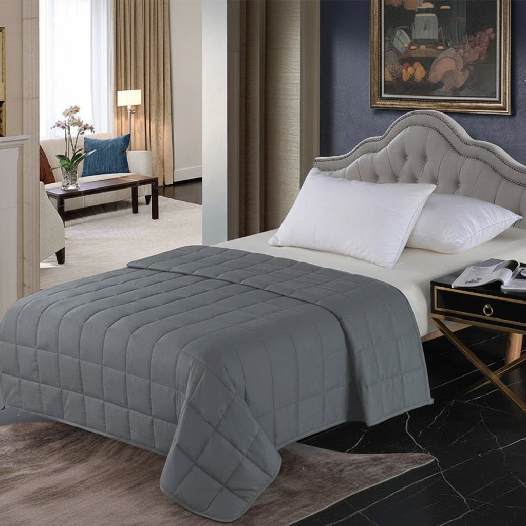 Quilted Cotton Weighted Blanket in Dark Grey, Six Sizes and Weights | Breathable Cotton Weighted Comfort | Weighted Blankets