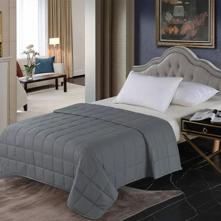 Quilted Cotton Weighted Blanket in Dark Grey, Six Sizes and Weights | Breathable Cotton Weighted Comfort | Weighted Blankets